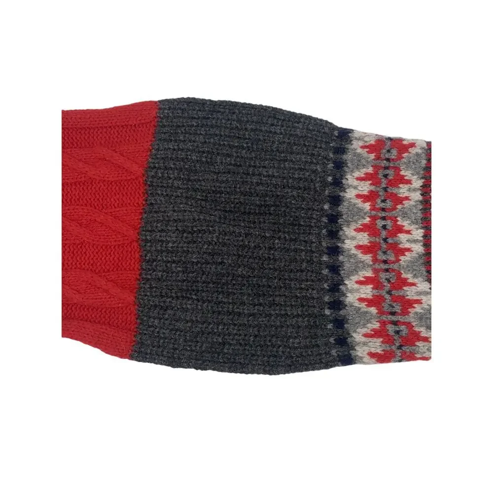 Vintage Gap 100% Lambswool Red Gray Scarf 73” X 8” Winter Holiday